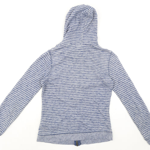 Weird Fish Womens Blue Striped 100% Cotton Full Zip Hoodie Size 8 Zip