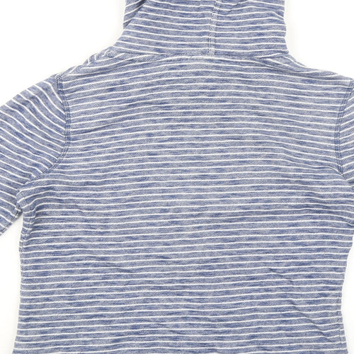 Weird Fish Womens Blue Striped 100% Cotton Full Zip Hoodie Size 8 Zip
