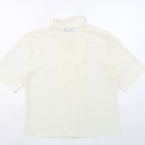 Perceptions Womens Ivory Polyester Basic Button-Up Size 14 Collared