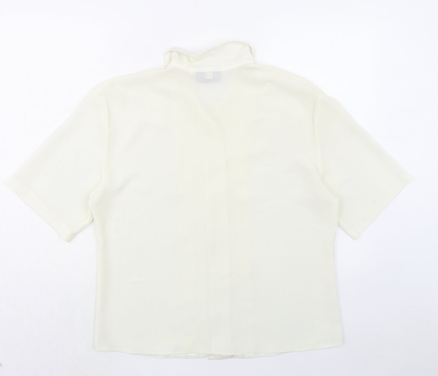 Perceptions Womens Ivory Polyester Basic Button-Up Size 14 Collared