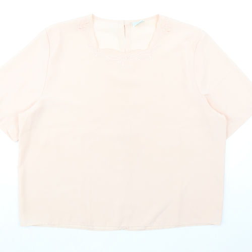 Canda Womens Pink Polyester Basic Blouse Size 16 Round Neck