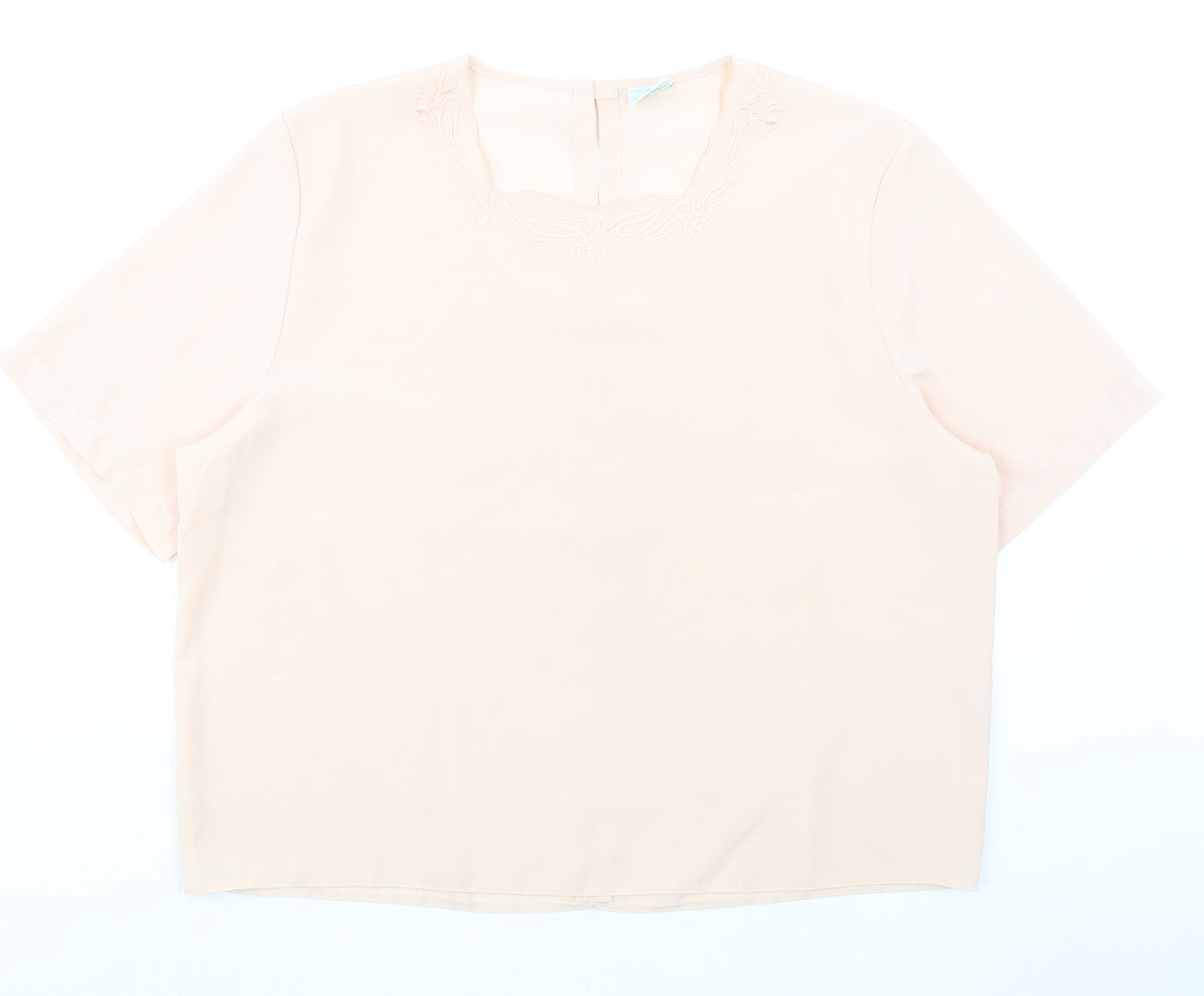 Canda Womens Pink Polyester Basic Blouse Size 16 Round Neck