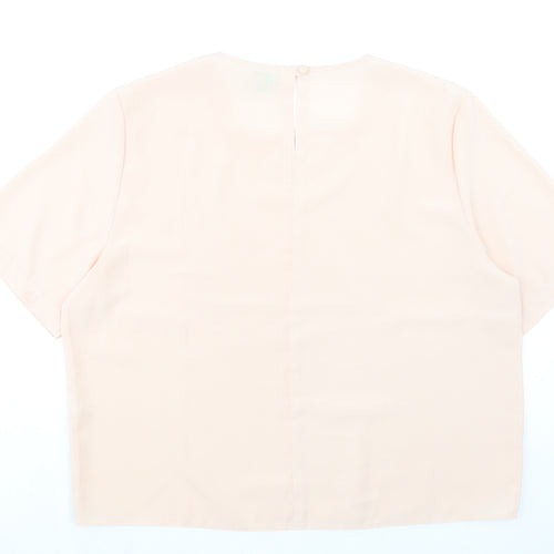 Canda Womens Pink Polyester Basic Blouse Size 16 Round Neck