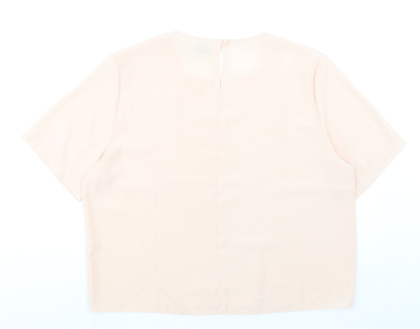 Canda Womens Pink Polyester Basic Blouse Size 16 Round Neck