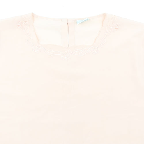 Canda Womens Pink Polyester Basic Blouse Size 16 Round Neck