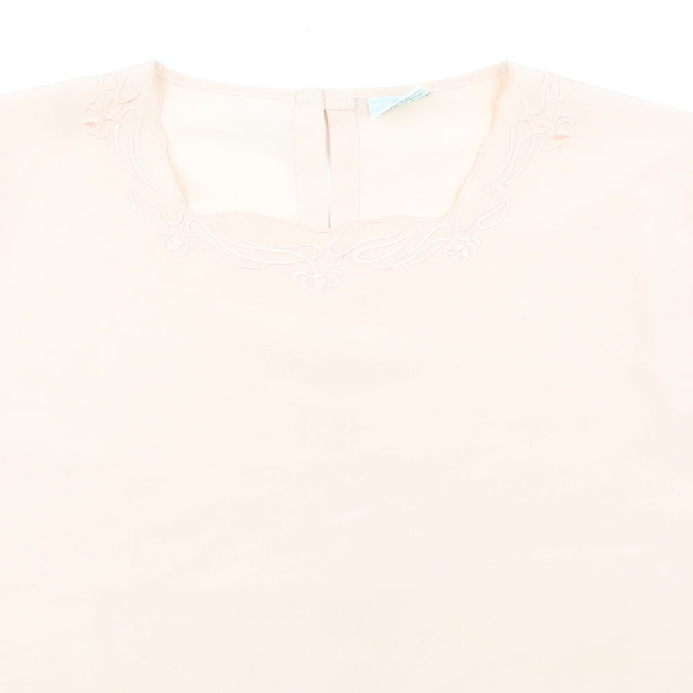 Canda Womens Pink Polyester Basic Blouse Size 16 Round Neck