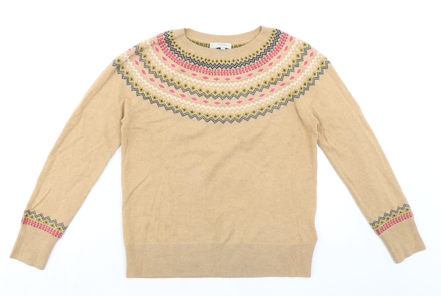 Hobbs Womens Beige Round Neck Wool Pullover Jumper Size M