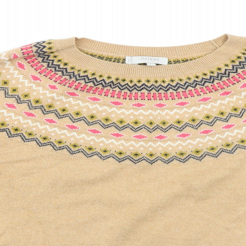 Hobbs Womens Beige Round Neck Wool Pullover Jumper Size M