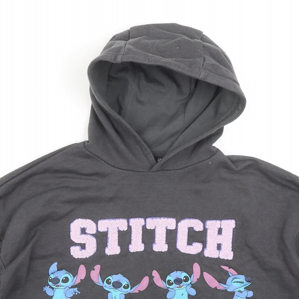 Primark Girls Grey Cotton Pullover Hoodie Size 7-8 Years Pullover - Stitch