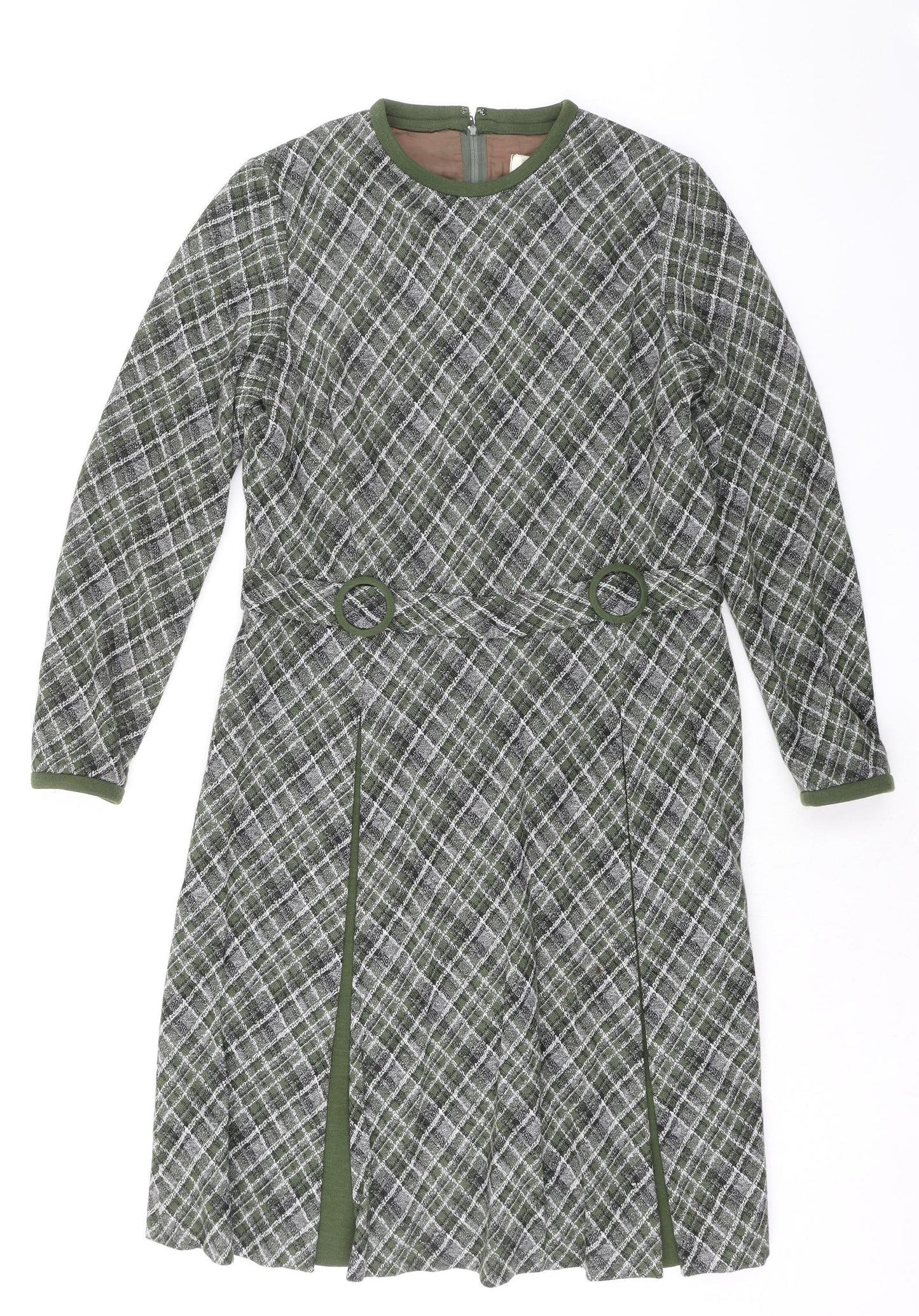 Montigo Bay Womens Multicoloured Plaid Polyester A-Line Size 16 Round Neck Zip