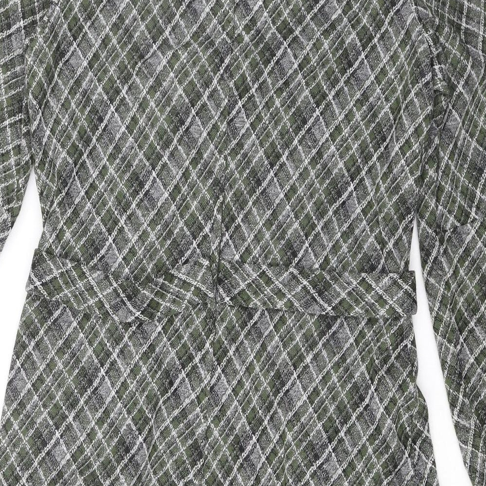 Montigo Bay Womens Multicoloured Plaid Polyester A-Line Size 16 Round Neck Zip