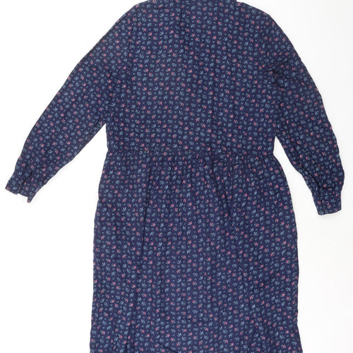 Nightingales Womens Blue Geometric Polyester Shirt Dress Size 14 Collared Button