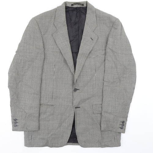 St Michael Mens Black Geometric Wool Jacket Suit Jacket Size 40 Big & Tall