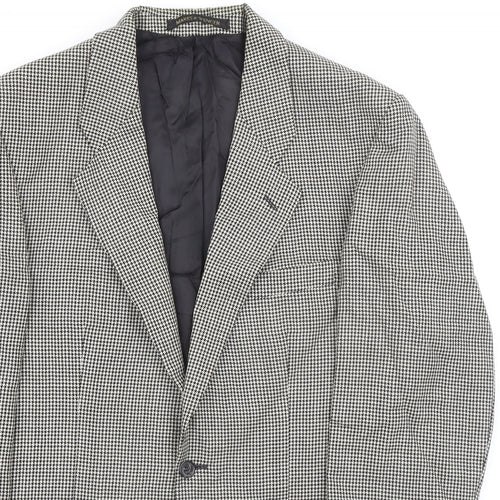 St Michael Mens Black Geometric Wool Jacket Suit Jacket Size 40 Big & Tall