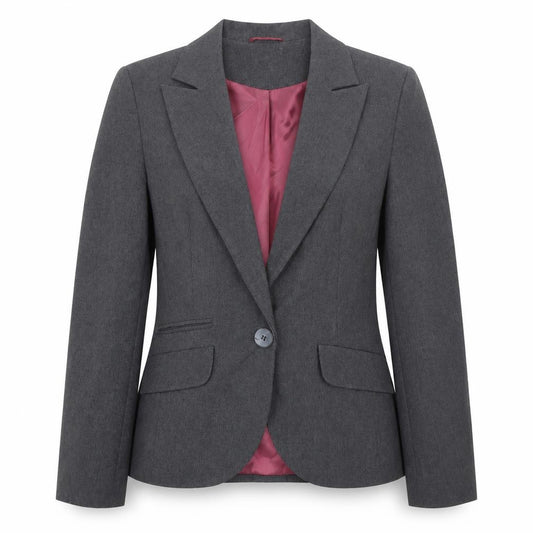 Front view of New Look women’s grey jacket blazer, size UK 12, button