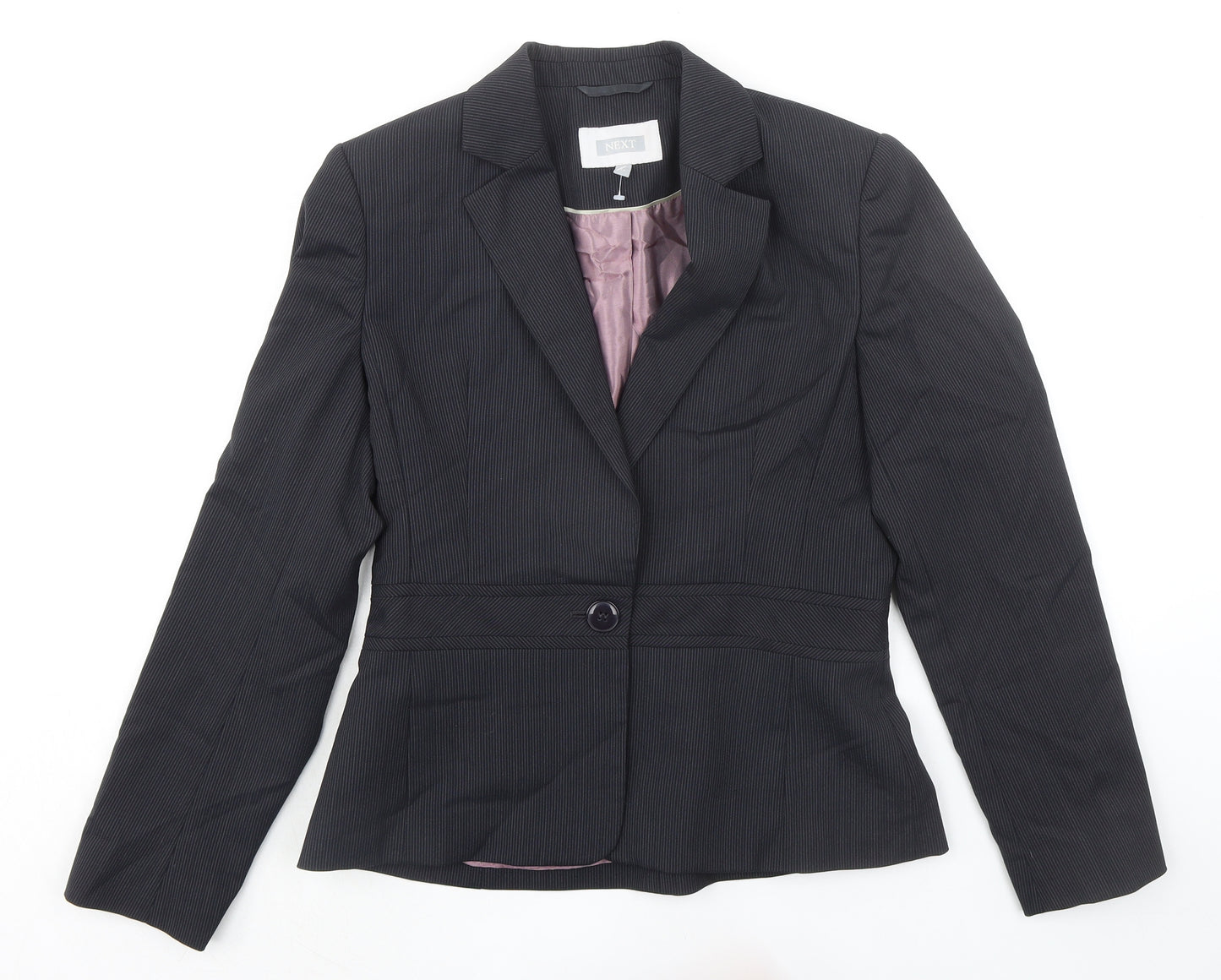 NEXT Womens Blue Striped Jacket Blazer Size 10 Button