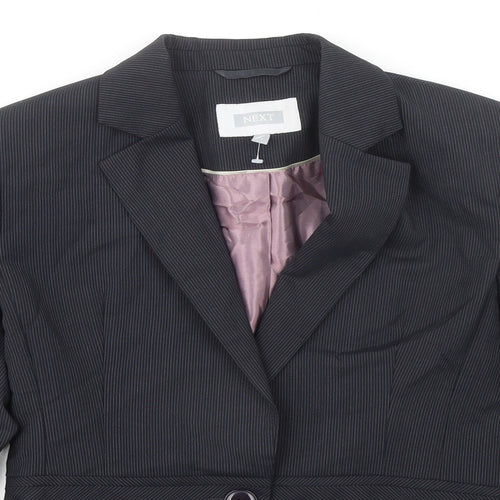 NEXT Womens Blue Striped Jacket Blazer Size 10 Button