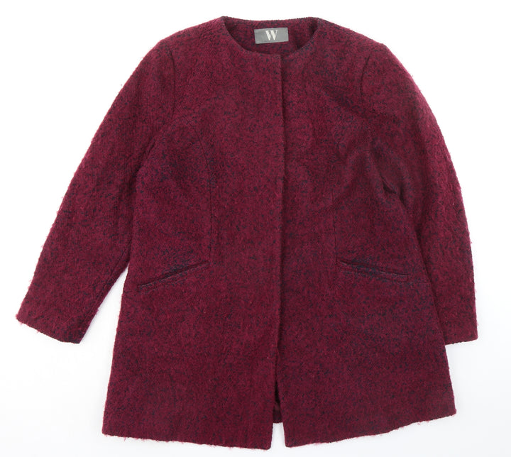 BHS Womens Purple Geometric Overcoat Coat Size 18 Button