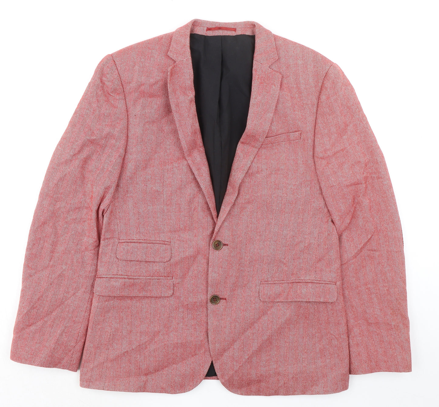 ASOS Mens Red Wool Jacket Blazer Size 40 Regular