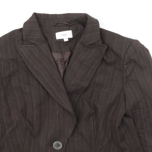 NEXT Womens Brown Striped Polyester Jacket Blazer Size 16