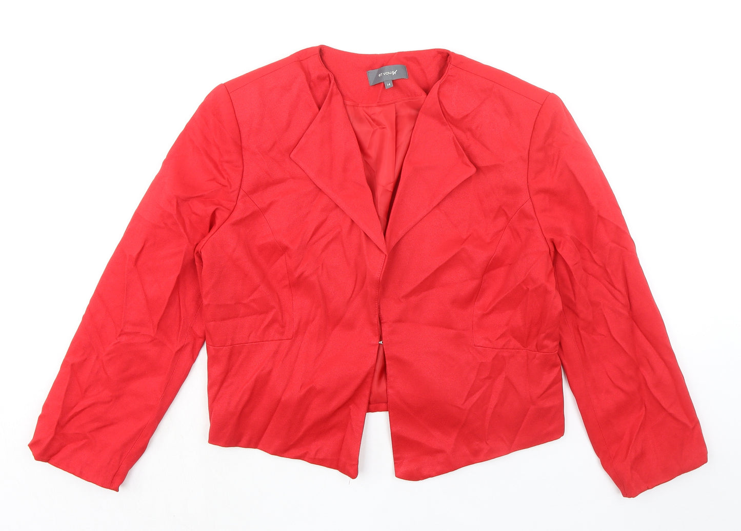 Et Vous Womens Red Jacket Blazer Size 14 Hook & Eye