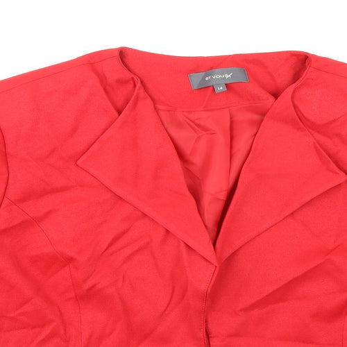 Et Vous Womens Red Jacket Blazer Size 14 Hook & Eye