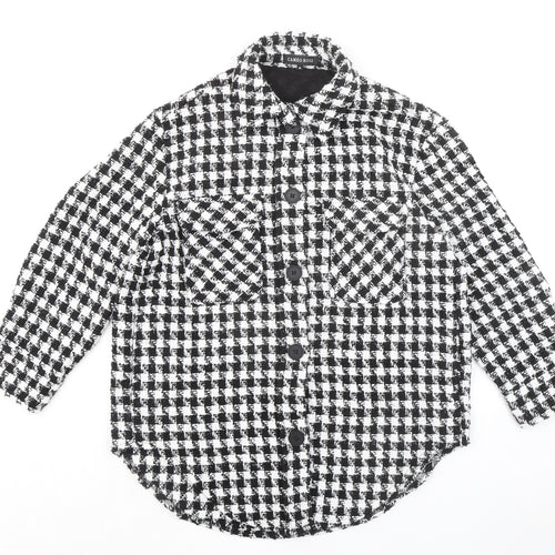 Cameo Rose Womens Black Check Polyester Basic Button-Up Size M Collared