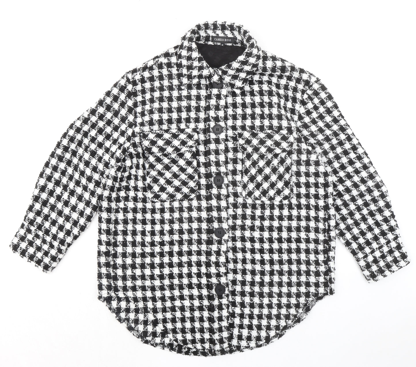 Cameo Rose Womens Black Check Polyester Basic Button-Up Size M Collared