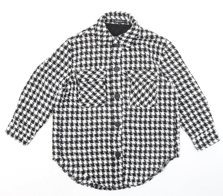 Cameo Rose Womens Black Check Polyester Basic Button-Up Size M Collared