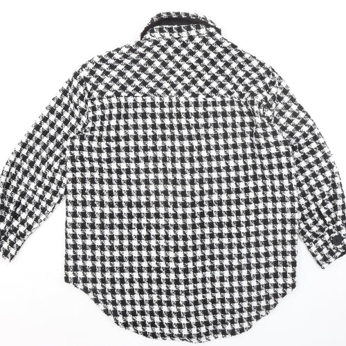 Cameo Rose Womens Black Check Polyester Basic Button-Up Size M Collared