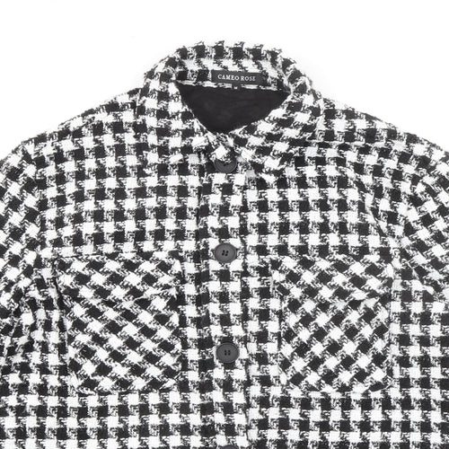 Cameo Rose Womens Black Check Polyester Basic Button-Up Size M Collared