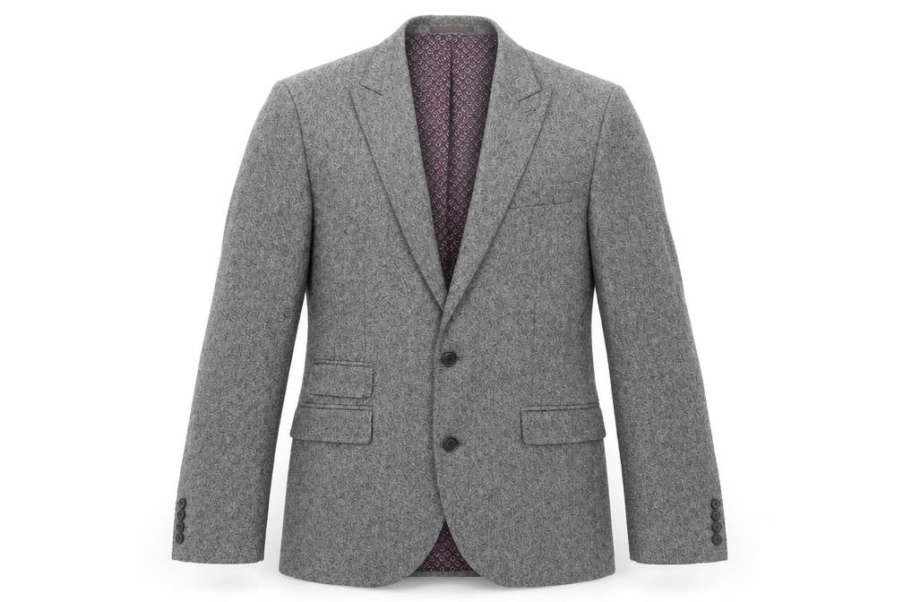 Front view of Next men’s grey wool jacket blazer, size 42, regular