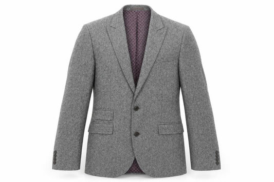 Front view of Next men’s grey wool jacket blazer, size 42, regular
