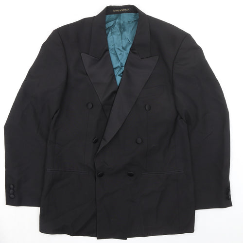 Marks and Spencer Mens Black Polyester Tuxedo Suit Jacket Size 38 Regular