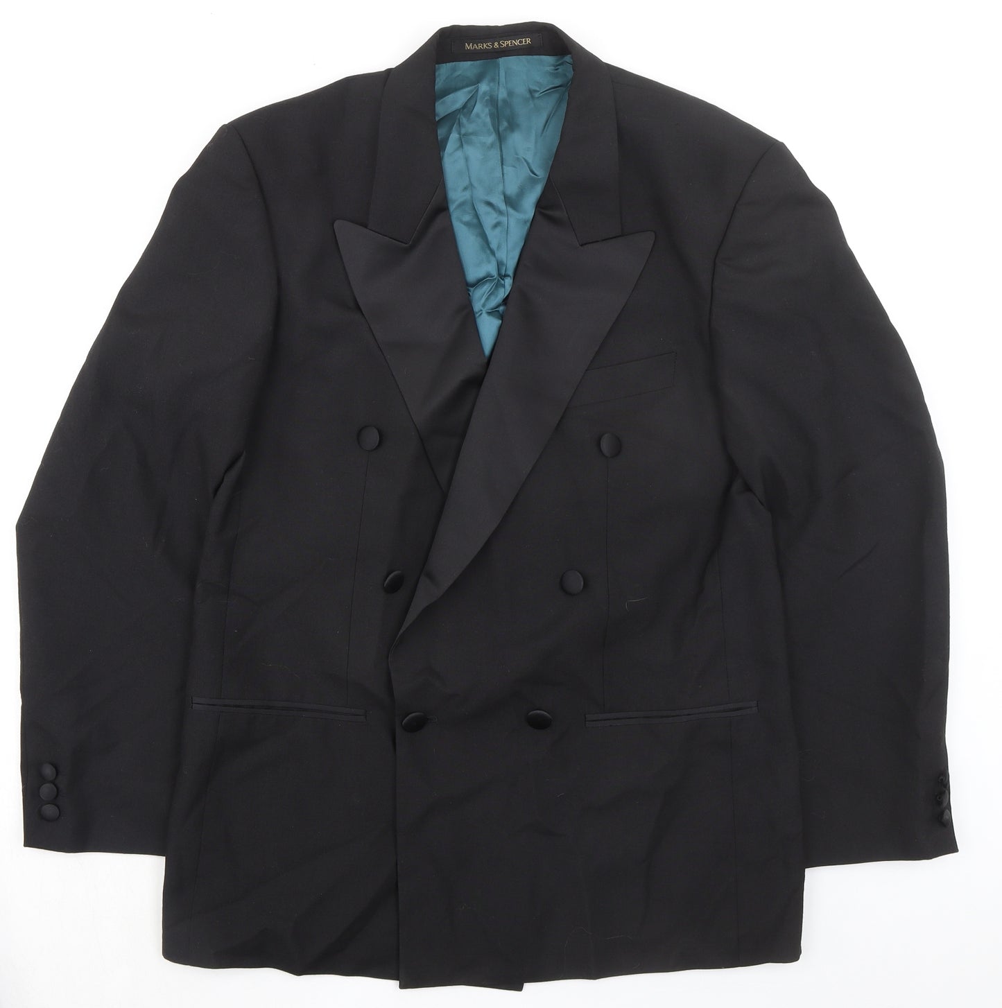 Marks and Spencer Mens Black Polyester Tuxedo Suit Jacket Size 38 Regular