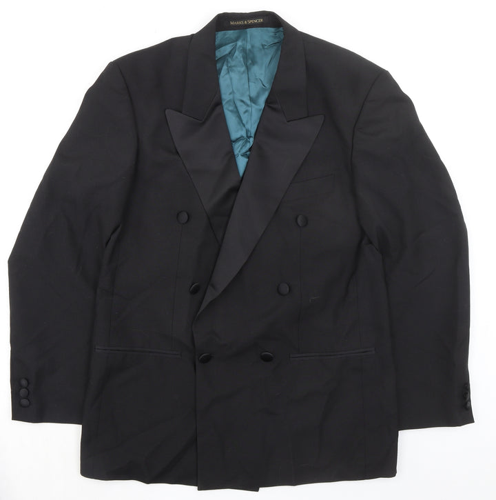 Marks and Spencer Mens Black Polyester Tuxedo Suit Jacket Size 38 Regular