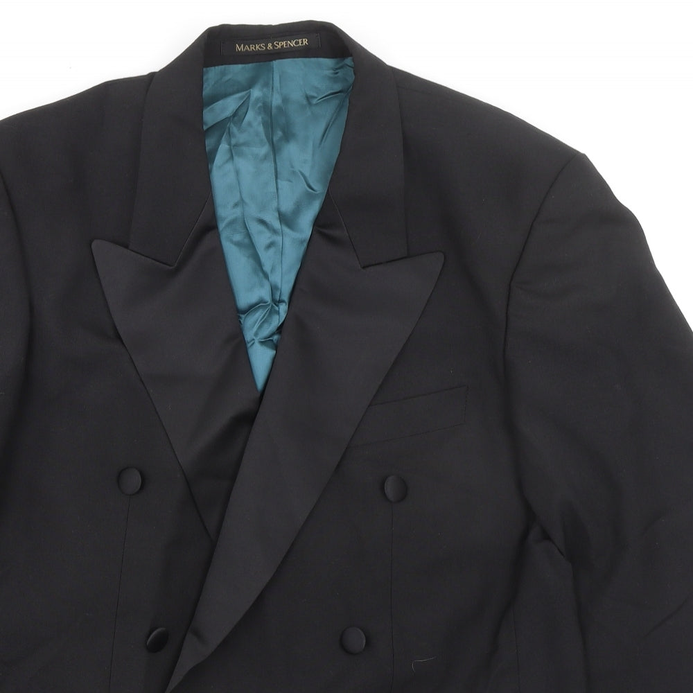 Marks and Spencer Mens Black Polyester Tuxedo Suit Jacket Size 38 Regular