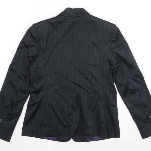Autograph Womens Black Striped Jacket Blazer Size 14 Button