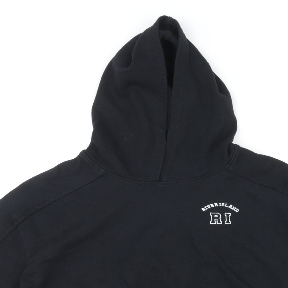 River Island Girls Black Cotton Pullover Hoodie Size 11-12 Years Pullover