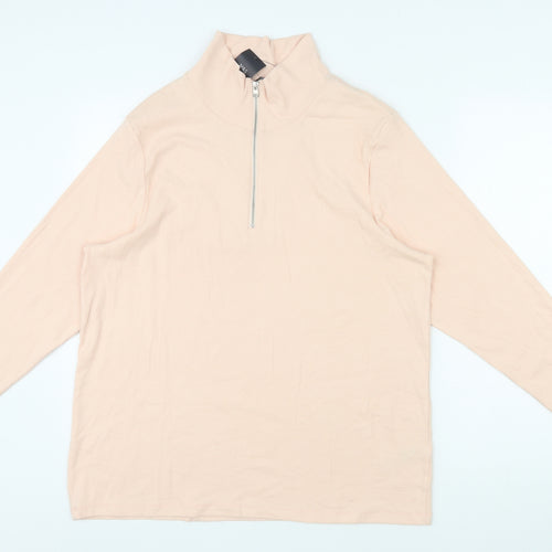 Marks and Spencer Womens Beige Cotton Basic T-Shirt Size 22 High Neck