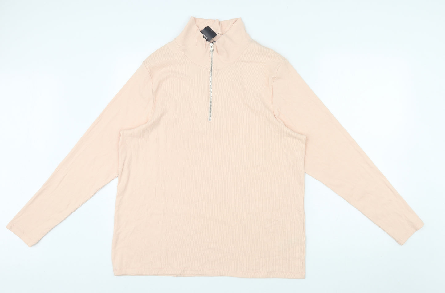 Marks and Spencer Womens Beige Cotton Basic T-Shirt Size 22 High Neck