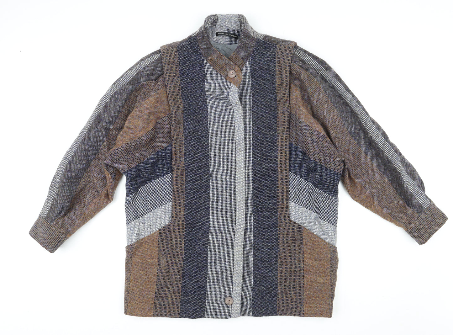 Avoca Mens Multicoloured Striped Jacket Coat Size L Button