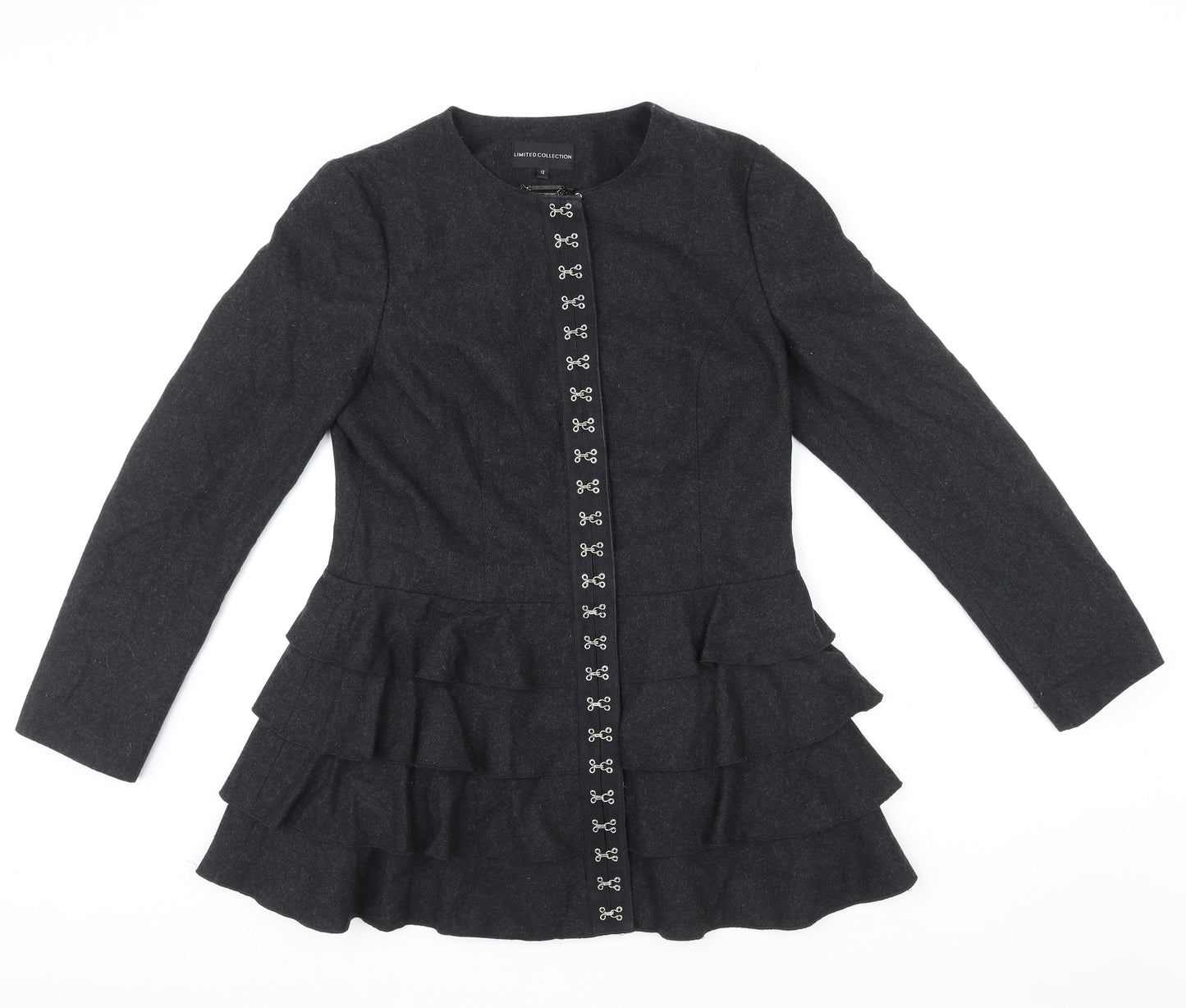 Marks and Spencer Womens Black Jacket Size 12 Zip - Hook & Eye details