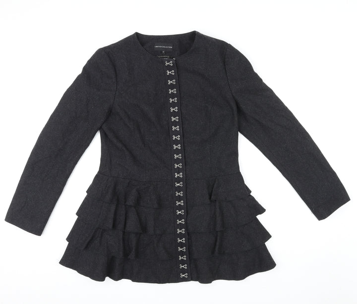 Marks and Spencer Womens Black Jacket Size 12 Zip - Hook & Eye details