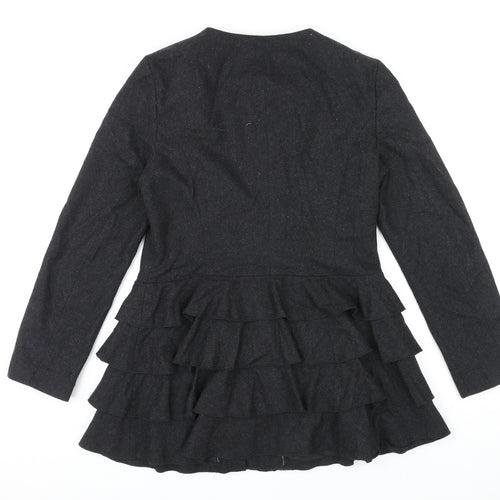 Marks and Spencer Womens Black Jacket Size 12 Zip - Hook & Eye details