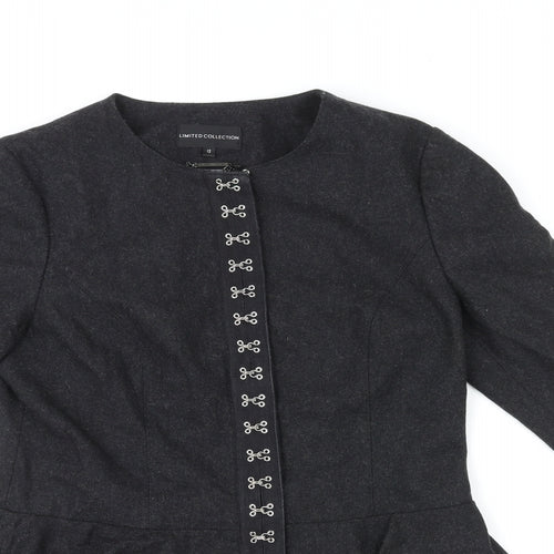 Marks and Spencer Womens Black Jacket Size 12 Zip - Hook & Eye details
