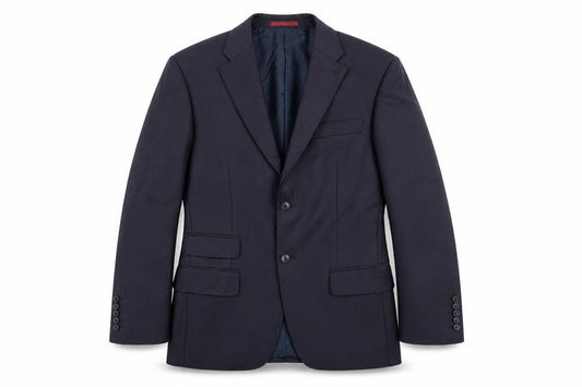 Front view of Next men’s blue striped wool jacket suit jacket, size 36, regular - five-button sleeve