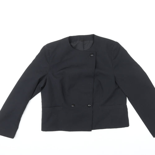 St Michael Womens Black Jacket Blazer Size 14 Button