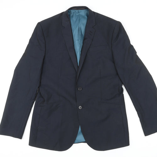 Marks and Spencer Mens Blue Striped Polyester Jacket Suit Jacket Size L Regular