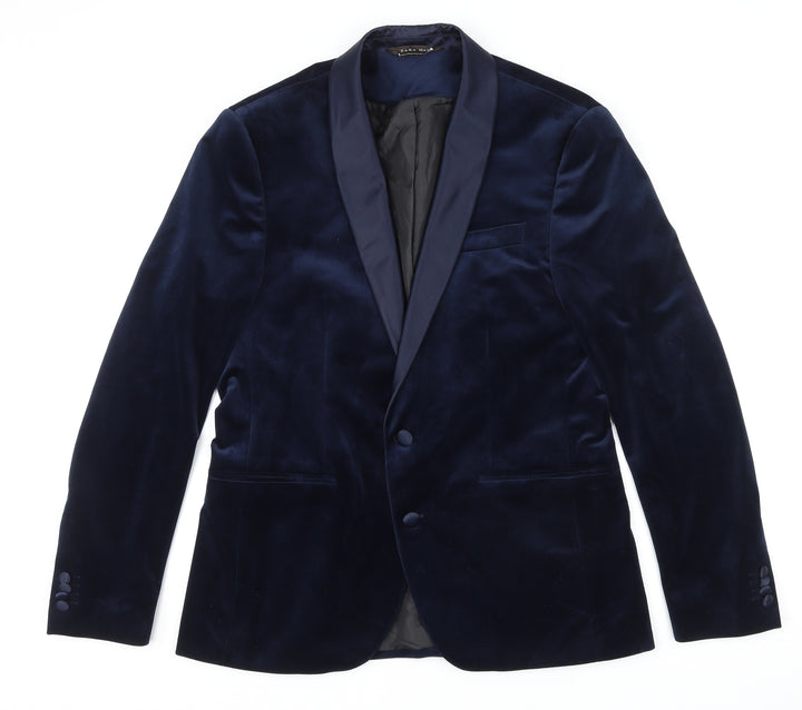 ZARA MAN Mens Blue Polyester Jacket Blazer Size 2XL Regular
